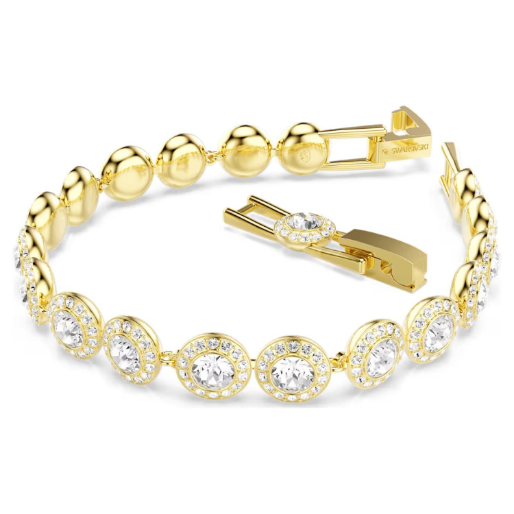 Una Angelic Tennis bracelet Round cut, Pavé, Medium, White, Gold-tone plated